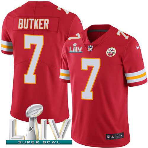 Kansas City Chiefs Nike #7 Harrison Butker Red Super Bowl LIV 2020 Team Color Youth Stitched NFL Vapor Untouchable Limited Jersey